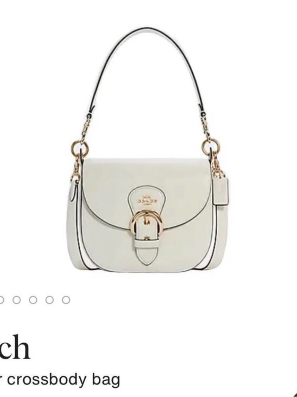 Coach Kleo Cream Leather Buckle Shoulder Bag with Gold Hardware